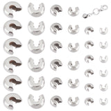 180Pcs 3 Style 304 Stainless Steel Crimp Beads Covers, Stainless Steel Color, 4~8.2x3.5~7x2.5~4mm, Hole: 1.4~2.5mm, 60pcs/style