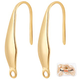 100Pcs 316 Stainless Steel Earring Hooks, with Horizontal Loops, Ear Wire, Golden, 20.5x4.5mm, Hole: 1.2mm