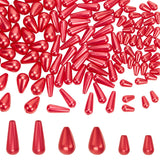 120pcs ABS Plastic Imitation Pearl, Teardrop, Red, 10~18x6~10mm, Hole: 1~1.5mm