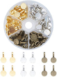 Tibetan Style Alloy Glue-on Flat Pad Bails, Pendant Bails, Flat Round, Mixed Color, 18x10x5.5mm, Hole: 6x3.5mm