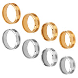 8Pcs 8 Style 201 Stainless Steel Grooved Finger Ring Settings, Ring Core Blank, for Inlay Ring Jewelry Making, Golden & Stainless Steel Color, 1pc/color