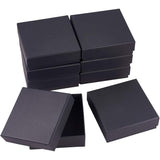 Kraft Paper Jewelry Boxes, with Sponge, Square, Black, 12x12x4.2cm