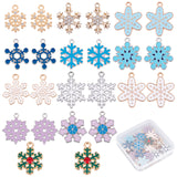 48Pcs 12 Style Alloy Pendants, Snowflake, Mixed Color, 18~25x14~19x1.5~3mm, hole: 1.5~2mm, 4pcs/style