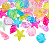 69Pcs 2 Style Transparent Acrylic Beads, Shell & Starfish, Mixed Color, 31.5~39x20~38x9~18mm, about 45pcs/250g, 250g/set