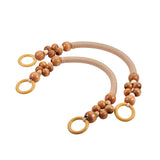 Wooden Bag Handles, with Wood Beads and Rope, for Handbag Straps Replacement Accessories, Blanched Almond, 47cm