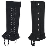 Velvet Boot Cover, Leg Guards, with Wax Rope & Iron Finding, Renaissance Medieval Viking Costume Accessories, Black, 519x220x8mm