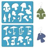 Acrylic Earring Handwork Template, Card Leather Cutting Stencils, Deep Sky Blue, Mushroom Pattern, 130x90x2mm, 2pcs/set