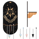 DIY Pendulum Divination Making Kit, Including Cone Mixed Gemstone Dowsing Pendulum, Black Oval Hanging Wooden Crystal Display Shelf, Witch Stuff Home Decorations, Sun Pattern, 240mm