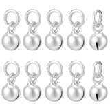 10Pcs Sterling Silver Pendants, Bell Charms, with Jump Rings, Silver, 6.6x4mm, Hole: 4mm