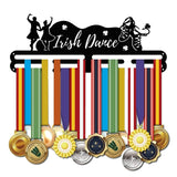Iron Medal Holder Frame, Medals Display Hanger Rack, with Screws, Rectangle with Word Irish Dance, Electrophoresis Black, 150x400mm