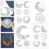 4 Sheets 11.6x8.2 Inch Stick and Stitch Embroidery Patterns, Non-woven Fabrics Water Soluble Embroidery Stabilizers, Moon, 297x210mmm