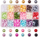 ABS Plastic Cabochons, Imitation Pearl, Half Round/Dome, Mixed Color, 8x4mm