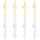 8Pcs 201 Stainless Steel Links & 8Pcs 201 Stainless Steel Pendants, Treble Clef, Golden & Stainless Steel Color, 16pcs/box