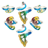 Alloy Adjustable Sewing Ring, for Threading, Koi Fish, Mixed Color, 20.5mm, 2.5mm, 6pcs/set