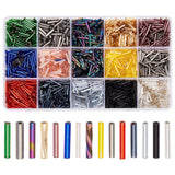 166.6G 15 Style Glass Bugle Beads, Round & Twist Bugle, Transparent & Opaque & Silver Lined & Metallic & Rainbow Plated, Mixed Color, 12x2~2.5mm, Hole: 0.5mm