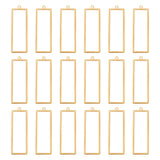 20Pcs Brass Pendants, Hollow, Rectangle Charm, Golden, 45.5x15x0.8mm, Hole: 1.4mm