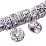 Flat Round Rhinestone Bead Spacers 316 Stainless Steel Crystal Jewelry Making beads Size 6x3mm, about 20pcs/bag