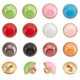 100Pcs 10 Style 1-Hole Brass Resin Button, Flat Round, Mixed Color, 10x8mm, Hole: 2.5mm, 10pcs/style