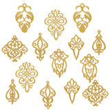14Pcs 7 Style Polyester Embroidery Patches, Ornament Accessories, for DIY Clothes, Bag, Pants, Shoes Decoration, Chinese Auspicous Cloud, Gold, 94x61x1mm, 2pcs/style