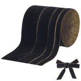 12M 4 Styles Single Face Velvet Ribbon, Polyester Stripe Edged Ribbon, Clothes Accessories, Black, 3/8~1-1/2 inch(10~38mm)
