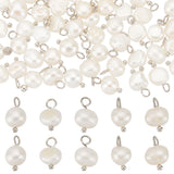 70Pcs Natural Cultured Freshwater Pearl Charms, with Platinum Tone Brass Ball Head pins, Oval, Platinum, 10~12x6.5~8x4~5.5mm, Hole: 2.3~2.6mm