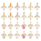 30Pcs 2 Style Transparent Acrylic Pendants, with Alloy Wing Beads & ABS Plastic Imitation Pearl Round Beads, Angel, Golden, 25~28mm, 15pcs/style