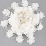 Polyester Chiffon Lace Trim, 3D Flower Lace Ribbon for Costume Decoration, White, 1 inch(25mm), Flower: 50x24mm