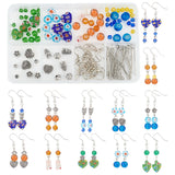 DIY Millefiori Glass Beads Earring Making Kit, Including Glass & Alloy Beads, Brass Pins & Earring Hooks, Mixed Color, Beads: 94pcs/box