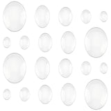 100Pcs 5 Style Transparent Oval Glass Cabochons, for Cameo Photo Pendant Craft Jewelry Making, Clear, 14~40x10~30x3~8mm, 20pcs/style