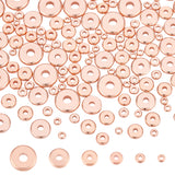 120Pcs 6 Styles Brass Spacer Beads, Flat Round/Disc, Rose Gold, 3~10x1.5~2.5mm, Hole: 1.2~3mm, 20pcs/style