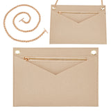 1Pc Felt Purse Organizer Insert, Envelope Handbag Shaper Premium Felt, with 1Pc Iron Wheat Chain Bag Handles, Wheat, Insert: 22x15.5x0.58cm, Handles: 61x0.6x0.6cm