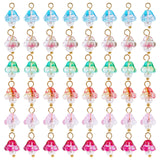 120Pcs 6 Colors Electroplate Glass Charms, with Golden Plated Brass Findings and Glass Pearl Round Beads, Trumpet Flower, Mixed Color, 14x9x9mm, Hole: 2.5mm, 20pcs/color