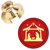 Christmas Golden Tone Wax Seal Brass Stamp Head, for Wax Seal Stamp, House, 25x14.5mm