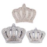 3Pcs 3 Styles Adhesive Sticker Decoration, with Rhinestone, for Car Decoration, Crown, Silver, 1pc/style