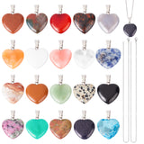 DIY Necklace Making Kit, Including Natural & Synthetic Mixed Gemstone Heart Pendants, 304 Stainless Steel Cable Chains Necklace Making, 22Pcs/box
