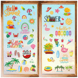 8 Sheets 8 Styles Summer Theme PVC Waterproof Wall Stickers, Self-Adhesive Decals, for Window or Stairway Home Decoration, Rectangle, Mixed Shapes, 200x145mm, about 1 sheets/style