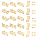 20Pcs 5 Style Ion Plating(IP) 304 Stainless Steel Stud Earring Finding, with Vertical Loops & 20Pcs Ear Nuts, Textured Rectangle, Golden, 20x8mm, Hole: 2.5mm, Pin: 0.8mm, 4Pcs/style