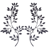 Iron Laser Cut Metal Wall Art Decor, Leaf, for Living Room Bedroom Hanging Decorations, Black, 300x155x0.6mm, Hole: 3mm