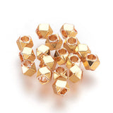 Brass Beads Spacers, Faceted, Square, Golden, 2.5x2.5mm, Hole: 1.2mm