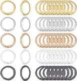 60Pcs 5 Colors Brass Linking Rings, Hammered Ring, Mixed Color, 16x1mm, Inner Diameter: 12.5mm, 12pcs/color