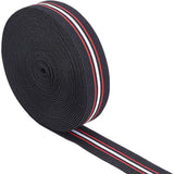 Flat Elastic Rubber Cord/Band, Webbing Garment Sewing Accessories, Black, 25mm, about , 5.5~6m/roll