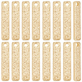 70Pcs Brass Charms, Long-Lasting Plated, Textured, Rectangle, Golden, 15x3x1mm, Hole: 1mm