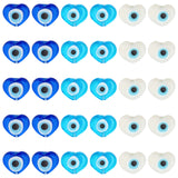 30Pcs 3 Colors Handmade Evil Eye Lampwork Beads Strands, Heart, Mixed Color, 11.5x14x4.5mm, Hole: 1.2mm, 10pcs/color