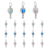 18Pcs 2 colors Alloy Pendants, with Cat Eye Inside, Hot Air Balloon, Platinum, Mixed Color, 21.5x11x11mm, Hole: 5.5mm, 9pcs/color