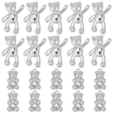 48Pcs 2 Styles Alloy Pendants, Cadmium Free & Nickel Free & Lead Free, Bear Charm, Platinum, 18~26x10~17x5~5.5mm, Hole: 1.4~4mm, 24pcs/style