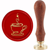 Brass Wax Seal Stamp with Handle, for DIY Scrapbooking, Coffee Pattern, 3.5x1.18 inch(8.9x3cm)