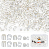 600Pcs 3 Styles Brass Spacer Beads, Tube/Column, 925 Sterling Silver Plated, 1.5~2.5x1.5~2.5mm, Hole: 1~2mm, 200pcs/style