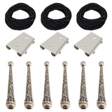 Bolo Tie Making Kits, Including Iron Bolo Tie Slide Clasp, Alloy Cord End and Round Nylon Cords, Antique Silver & Platinum, 5.2x1.1cm, Inner Diameter: 0.55cm