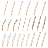 24Pcs 8 Style Alloy Rhinestone & Ferroalloy Plastic Pearl Beads Hair Bobby Pins, Hair Accessories for Girls, Golden, 60~4.5x2.5~11.5x6~13.5mm, 3pcs/style