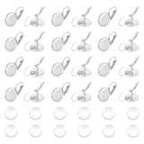 DIY Earring Making Kits, with 304 Stainless Steel Leverback Earring Findings and Transparent Glass Cabochons, Stainless Steel Color, Earring Findings: 21x14mmm, Pin: 0.8mm, 30pcs/box